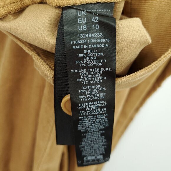 ASOS DESIGN Velvet Dad Pants in Camel 10 Tan Wide Leg Pleated High Rise - Picture 16 of 16